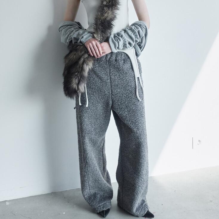 WOOL WIDE BANDING PANTS / GRAY