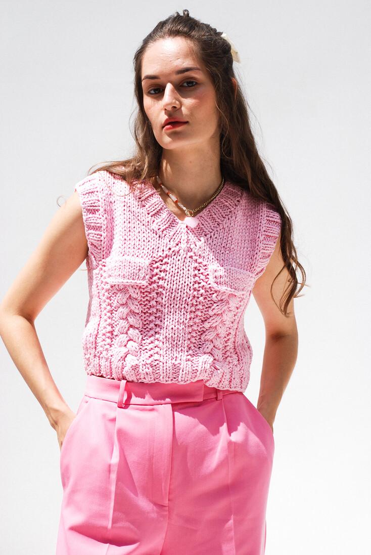 [HAND KNIT] Diane vest- smoothie pink
