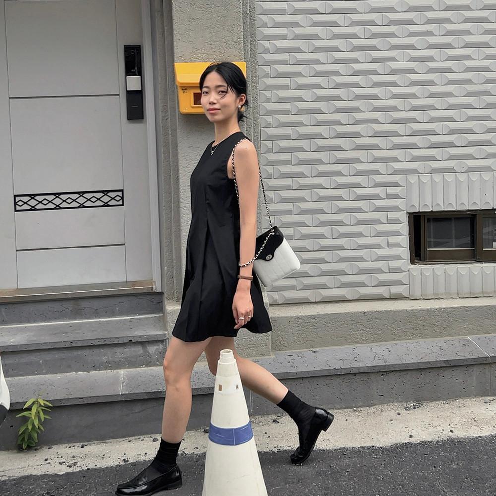 (3-5일 소요) (자체제작) 올슨 플리츠 절개 여름하객룩 미니원피스