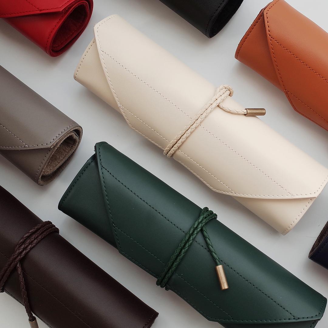 [컨트롤9] 컨트롤 오리진L 시그니처 천연 소 가죽 롤 두루마리 필통 파우치 각인