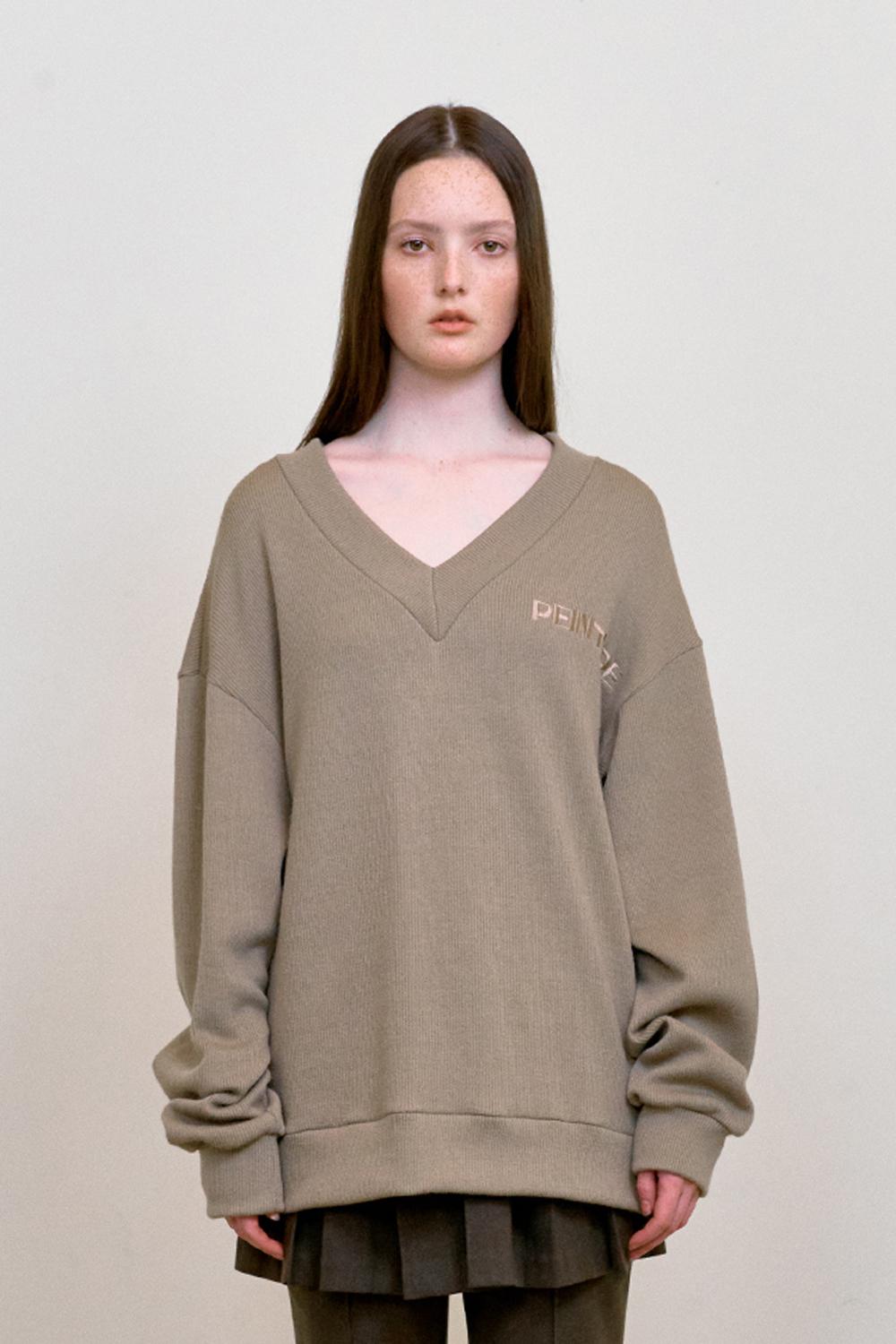 Logo Over-fit Knit-Beige