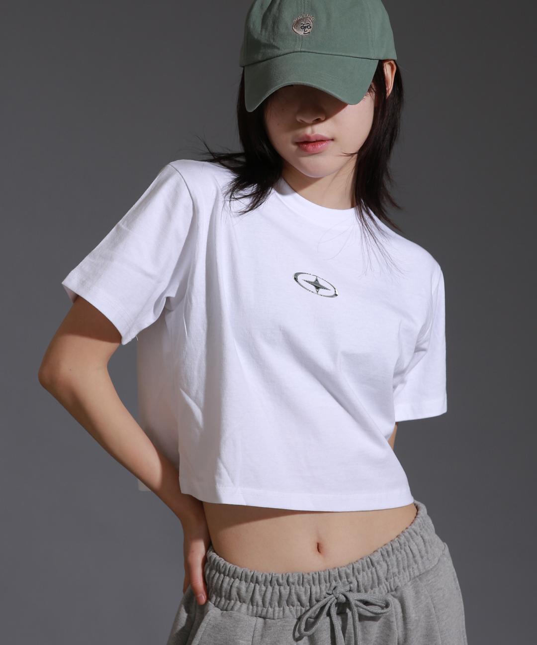 우먼 스몰 실버스타 레귤러 크롭 반팔티셔츠_화이트