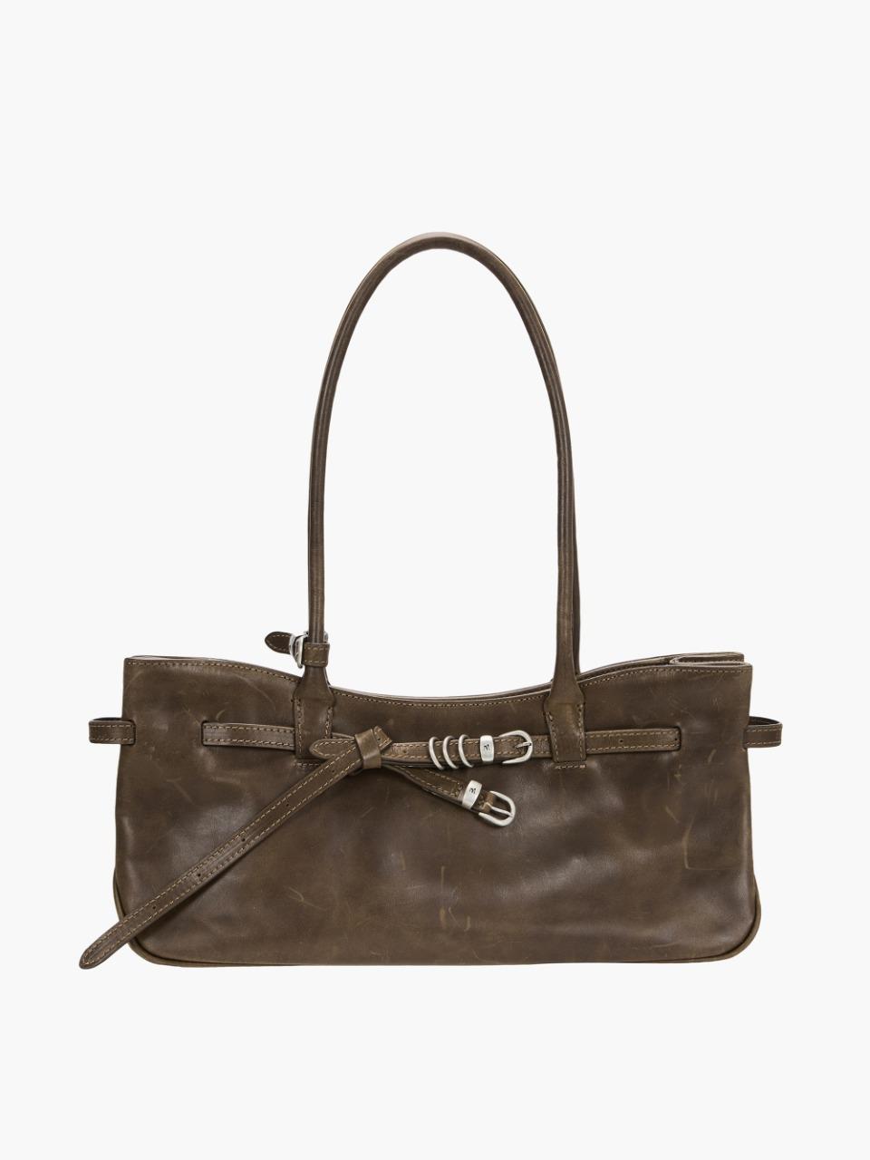 GRANDMA USED SHOULDER BAG_washed brown pull-up