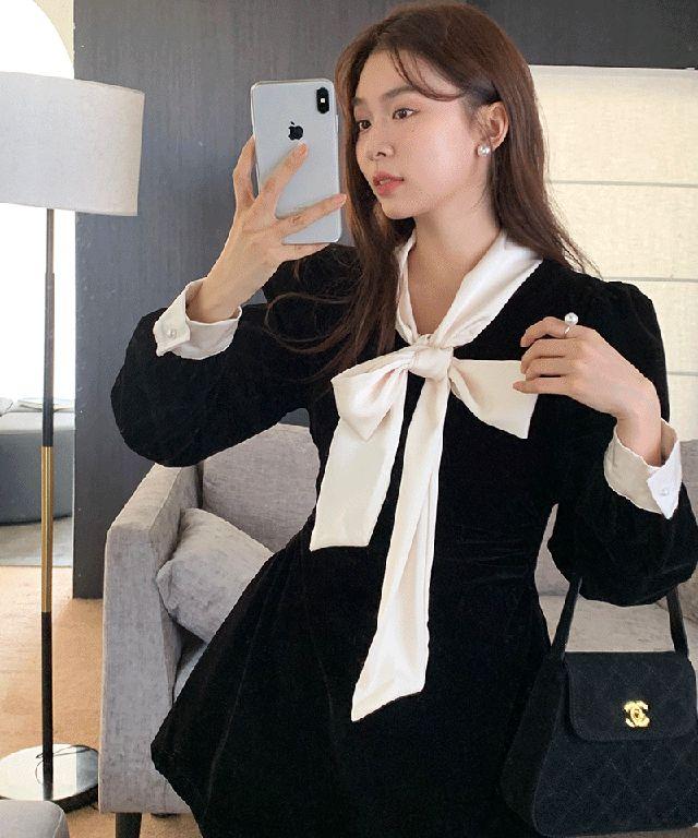 케티 벨벳 미니 원피스