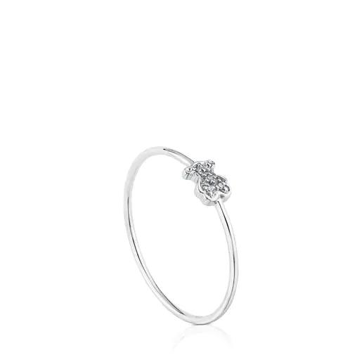 White Gold TOUS Puppies Ring with Diamonds Bear motif