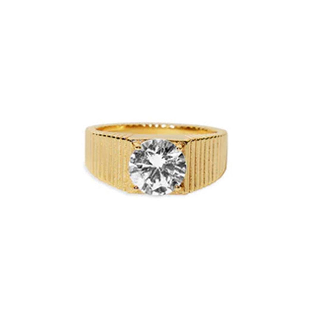 THE ROUGE CZ SIGNET RING - GOLD VERMEIL / 5