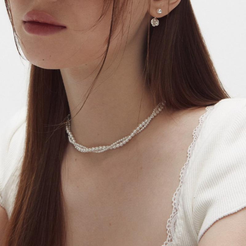 [단독 ~2.13]Pearl mix necklace (4mm&2mm)