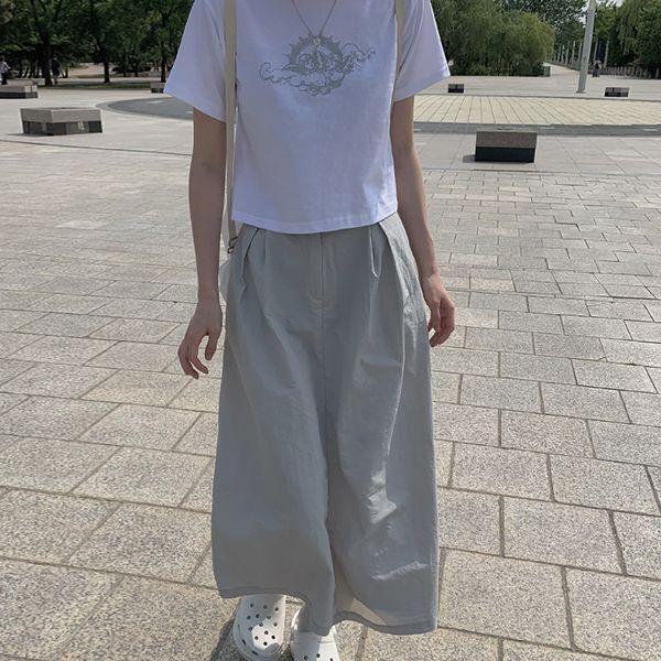 타르 연그레이 나일론 롱 스커트