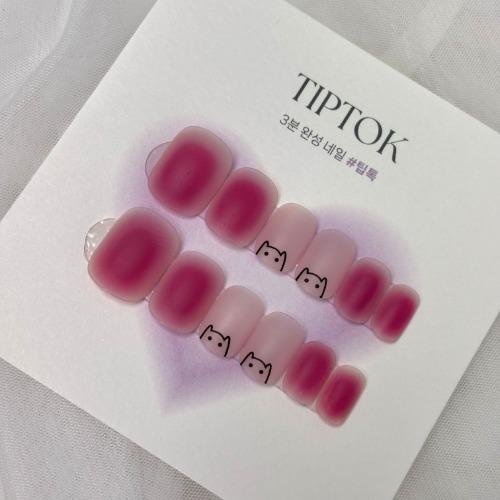 딥핑크 스머지 캣 고양이 네일팁