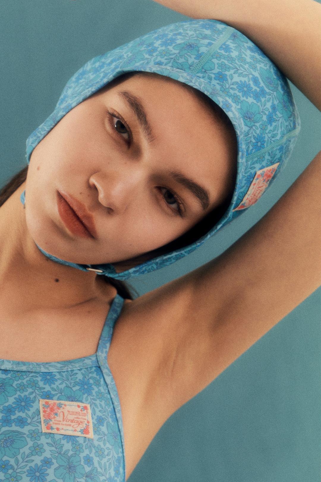 레트로 에비에이터 스윔 캡 [빈티지 피오니_블루]