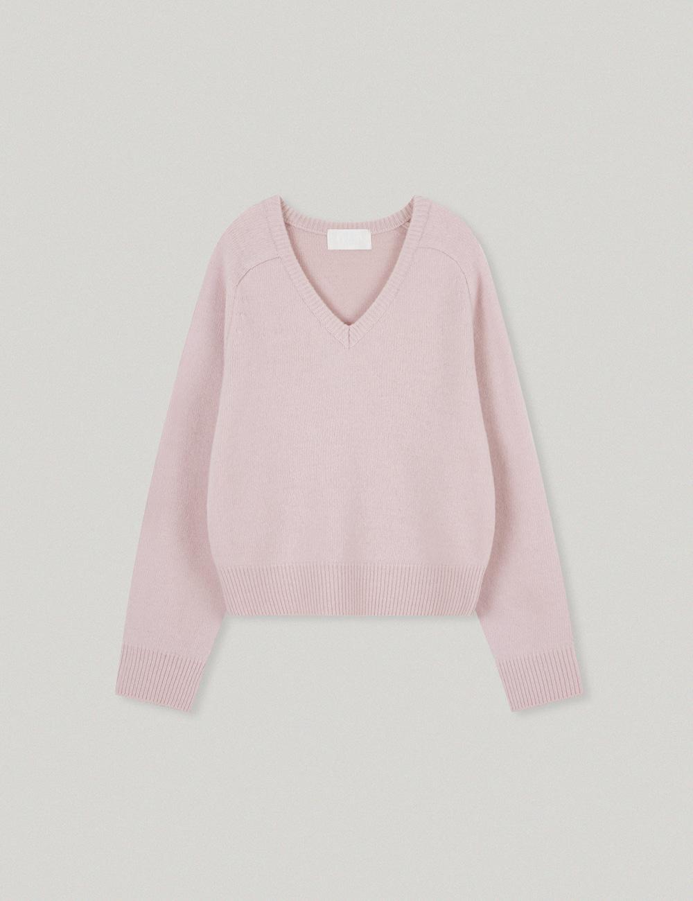 Wool V Neck Knit_Pink