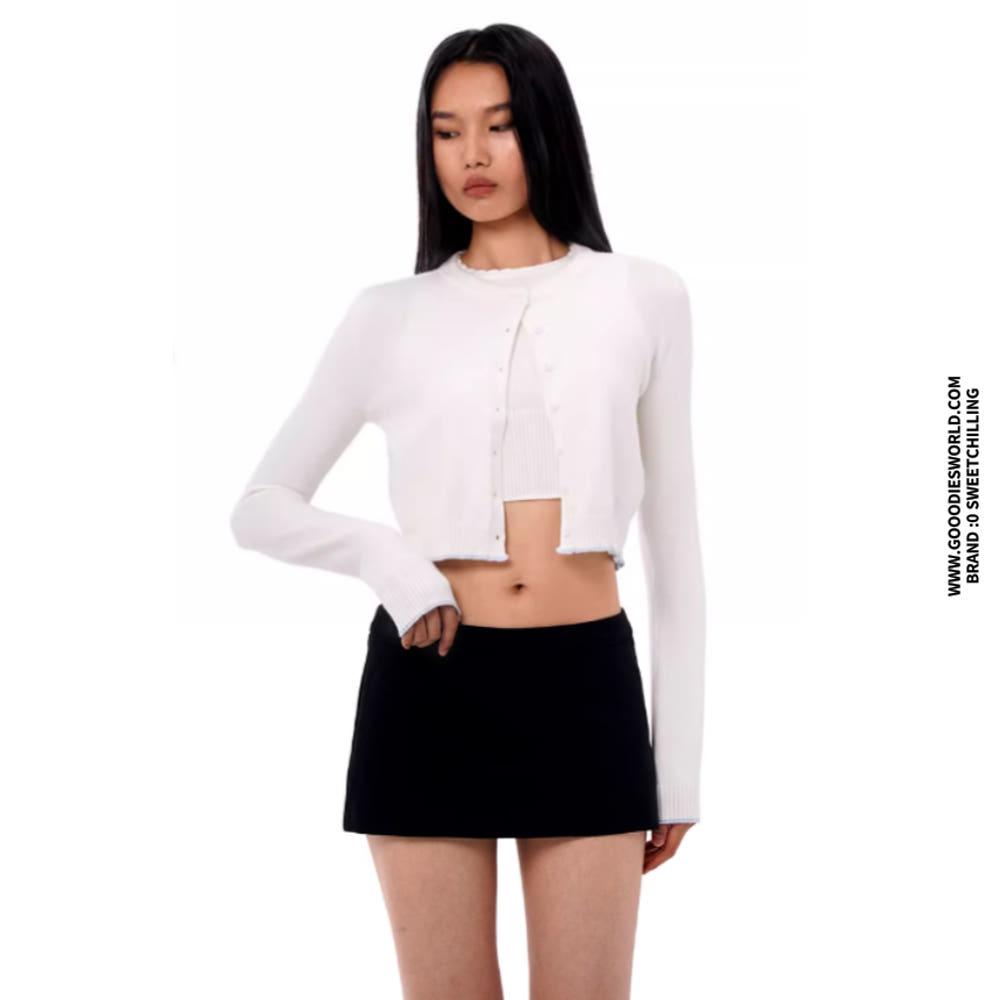 SWEETCHILLING 스위트칠링 카디건 니트 조끼 베어링 이너 세트 (화이트)