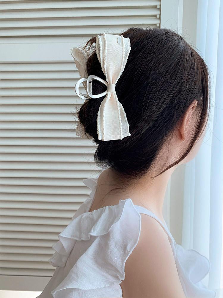 Selflove made, 오간디 헤어바렛 - 리본 메탈 무광 쉬폰 여성 올림머리 집게핀