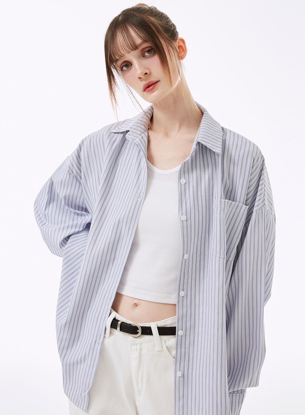 리멘 오버핏 스트라이프 셔츠