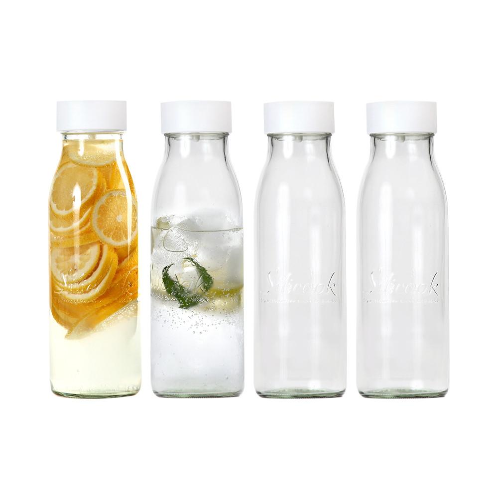 실리쿡 기울이면 자동으로 열리는 유리 물병 1L 2개+2개