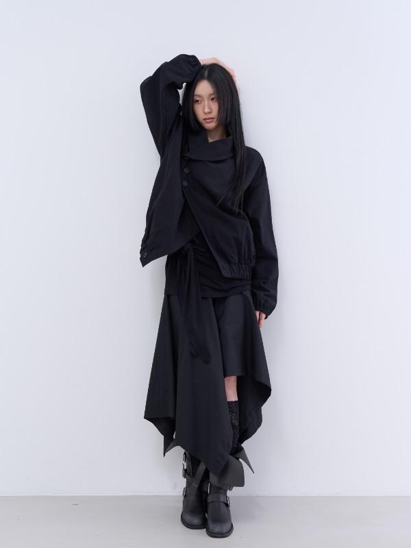 round collar button jacket