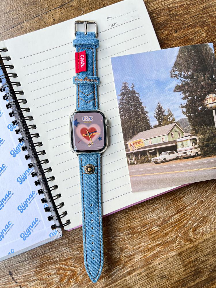 수심 Denim Watch Strap 애플워치 데님 스트랩 연청 y2k se 40mm
