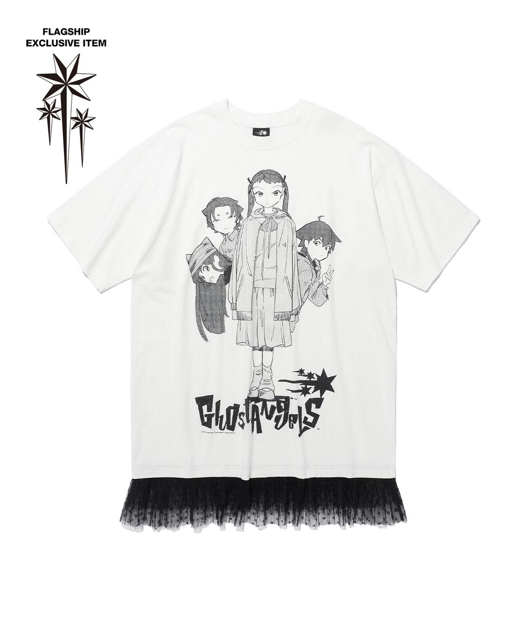 GHOST ANGELS LACE HEM LINE BIG BIG TEE[WHITE]