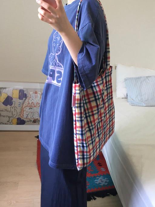 링클 체크 에코백_fruity🍒