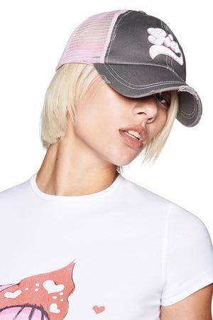SHILOH HAT - GREY/BABY PINK