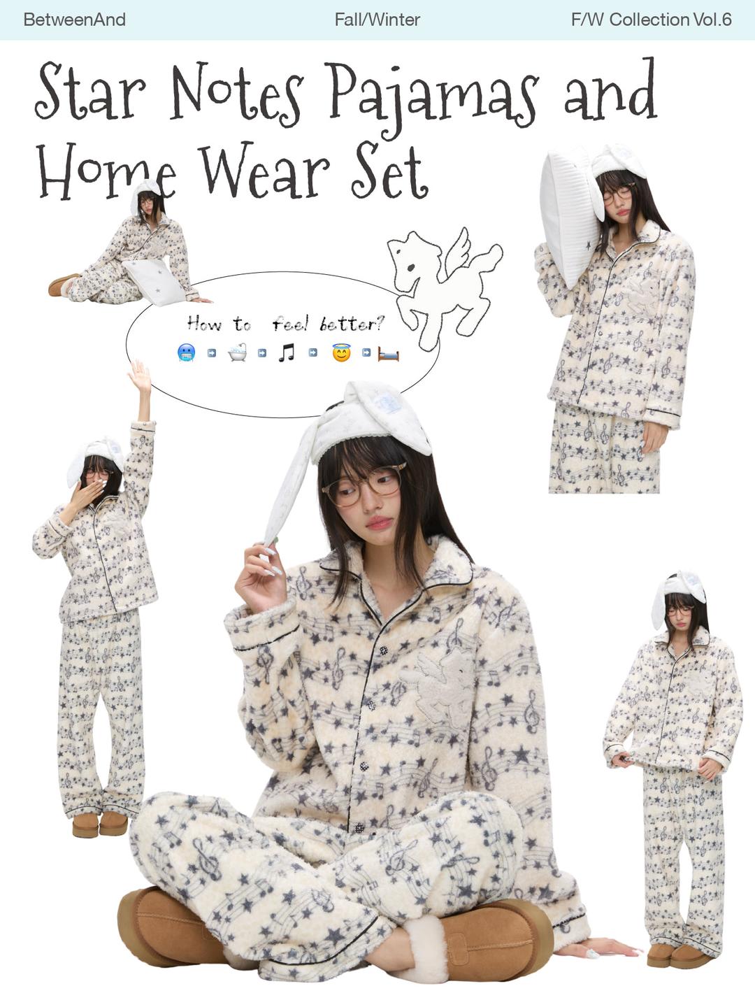 BETWEENAND Velvet Star Note Pajama Set