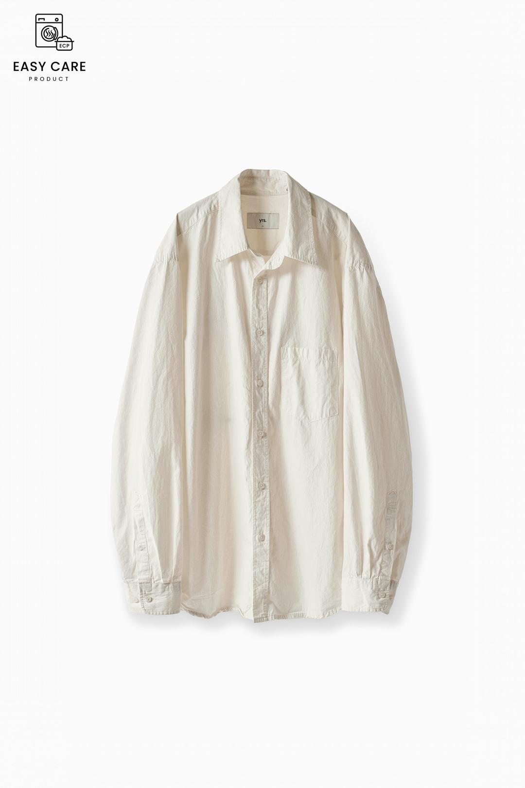 COTTON SILK WOOL POIKA SHIRTS CLASSIC FIT WHITE (EASY CARE)