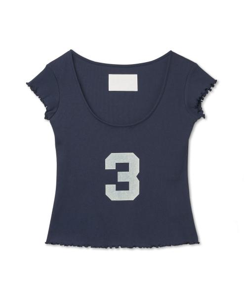 3 SCOOP NECK CAP SLEEVE TOP_NAVY