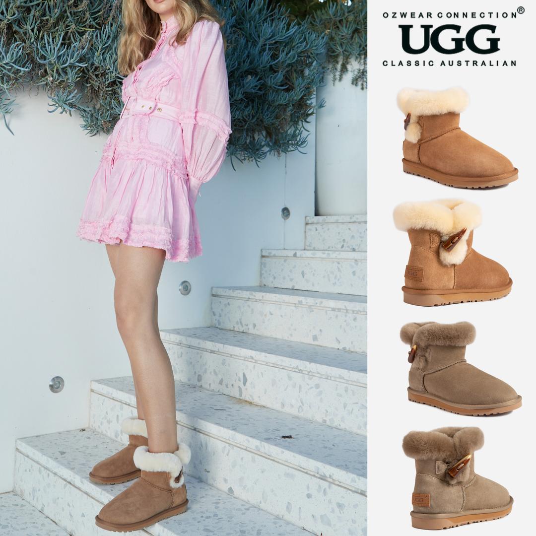 UGG 오즈웨어 양털 어그 부츠 체스트넛 올리브 킨슬레이 레이스