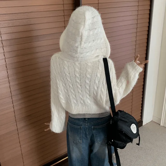 [아방핏/털빠짐없음!] 어텀 꽈배기 크롭 투웨이 후드집업 (6col)