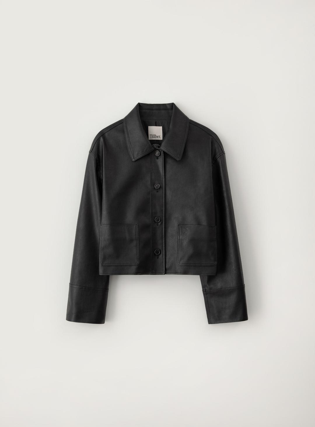무크 레더 크롭 자켓_Black