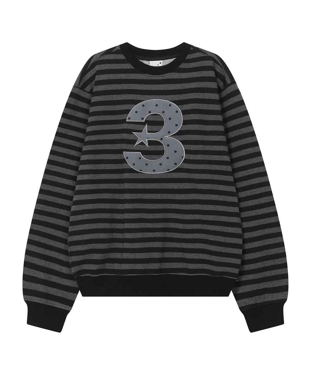 3 logo 엔젤 맨투맨 [스트라이프 블랙]