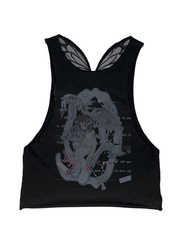 Butterfly Backless Fossil Sleeveless Tank Top【s0000009581】