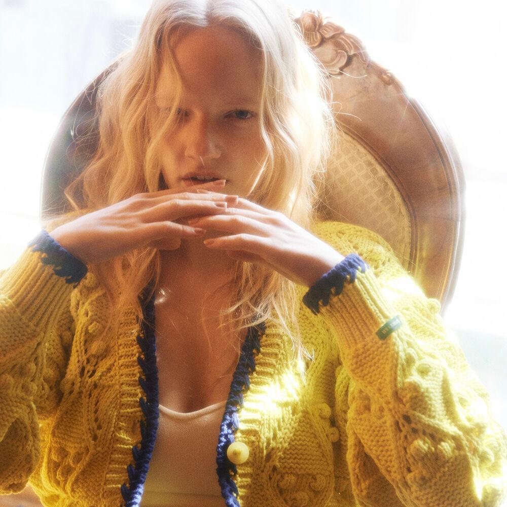 Pom Mellow Cotton Linen Cardigan (Yellow)