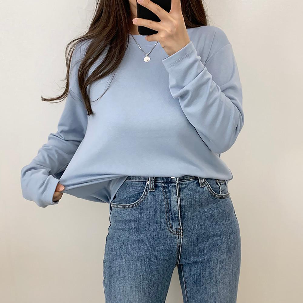 쫀쫀 데일리 소프트 스판 무지 긴팔 기본티셔츠