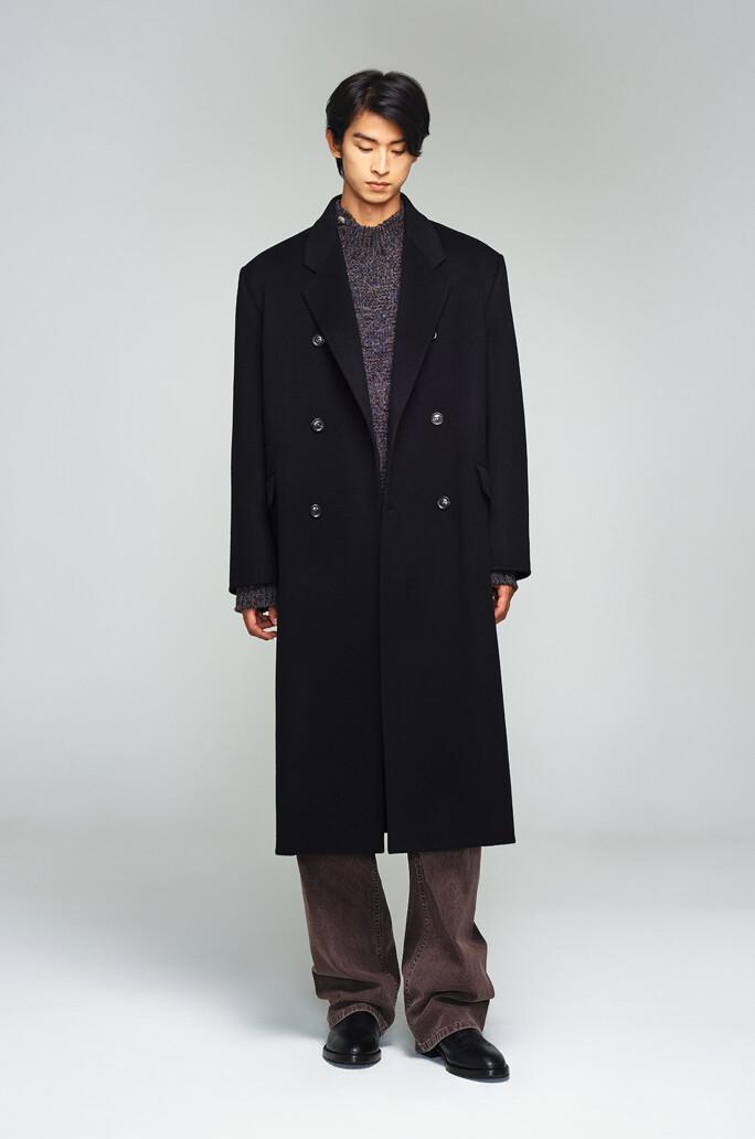 [TIME HOMME] 캐시미어 블렌드 더블 브레스티드 롱 코트