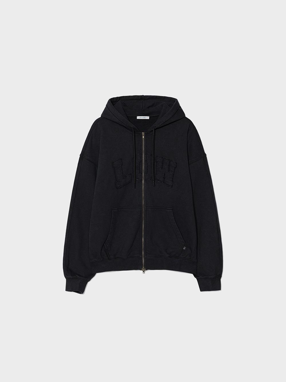 Low Washed Zip-Up Hoodie_Black