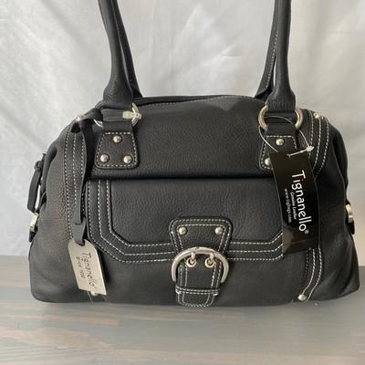 Tignanello Prato II 사첼 백 블랙 빈티지 90년대 Y2K 페블드 레더 올드 머니 상표 있는 새 상품