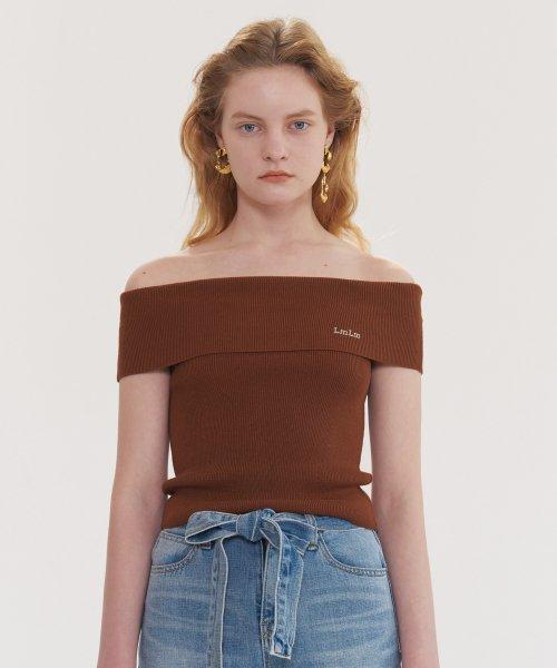 오프 숄더 니트 (브라운)