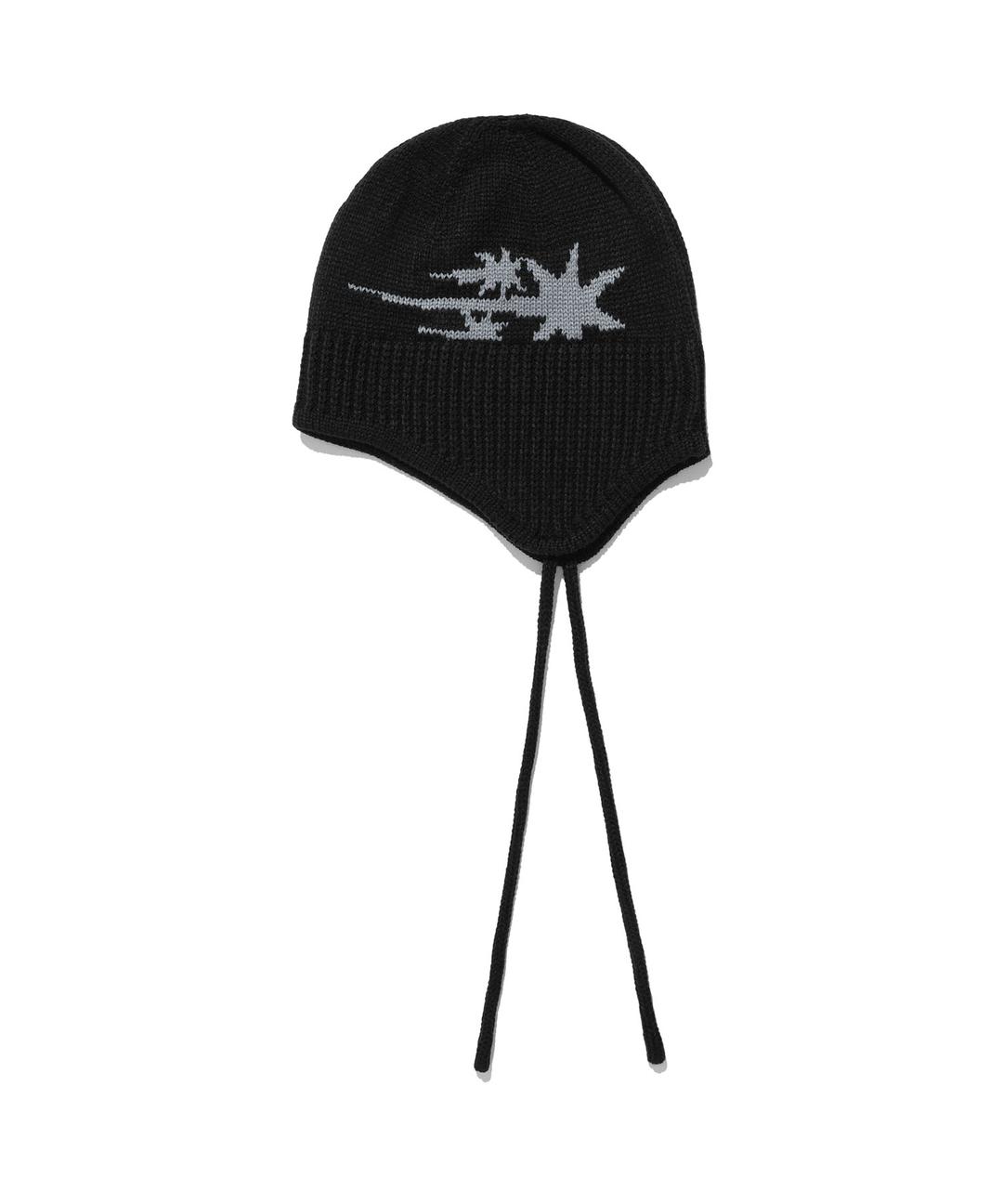 3STARS LOGO EARCAP BEANIE[BLACK]