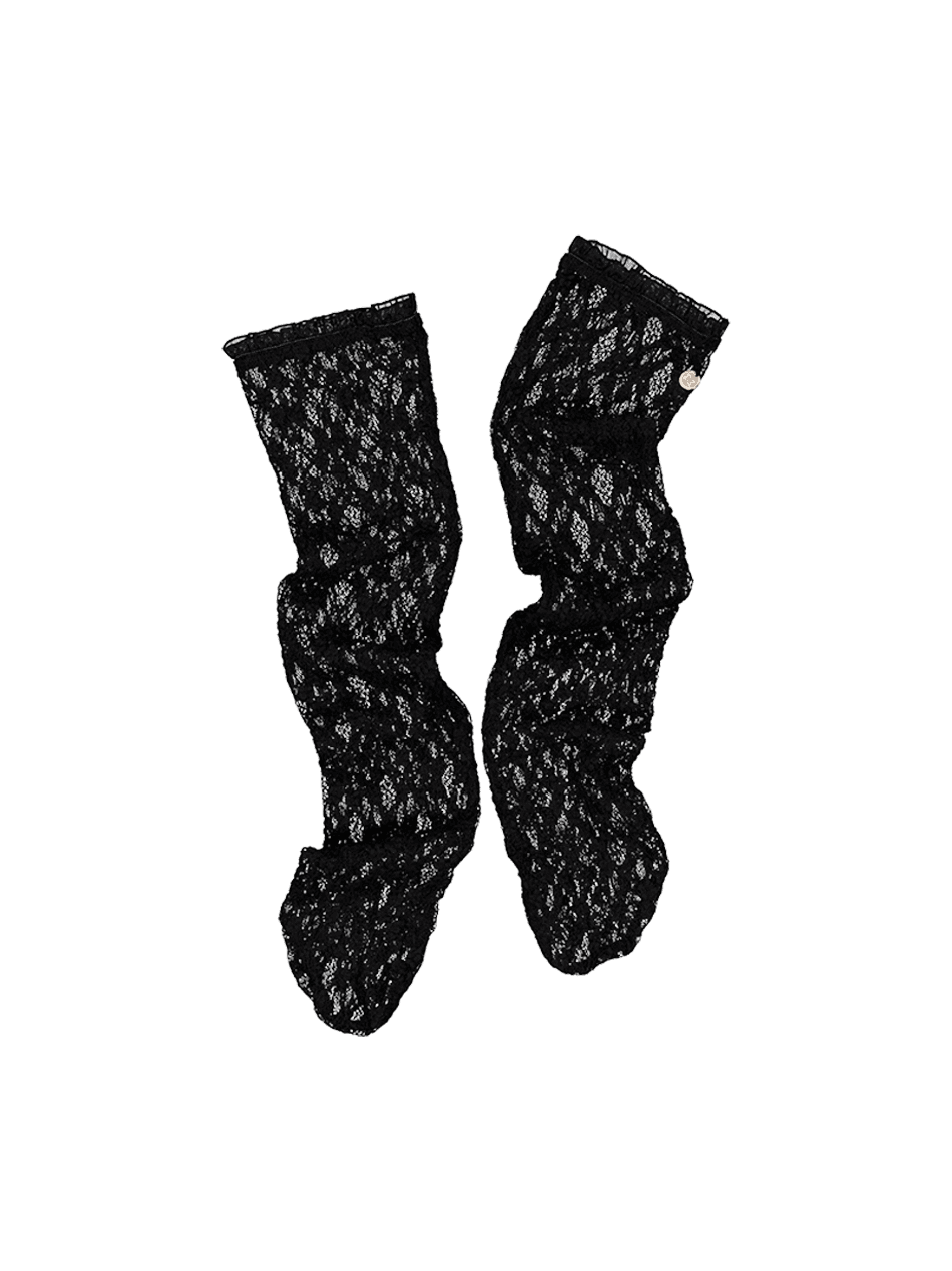 [3rd Reorder] LACE LONG SOCKS / BLACK