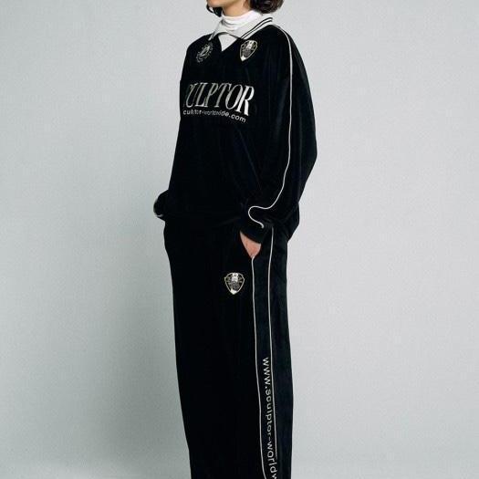 스컬프터 Velour Track Pants Black