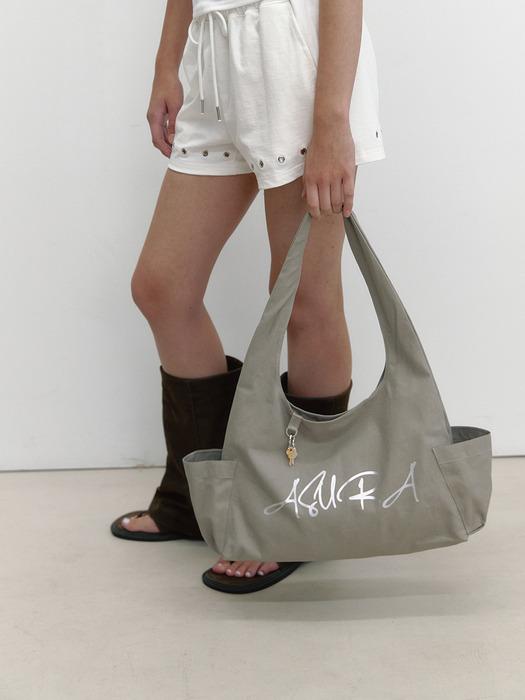 SILVER LOGO CANVAS BAG (GREY)