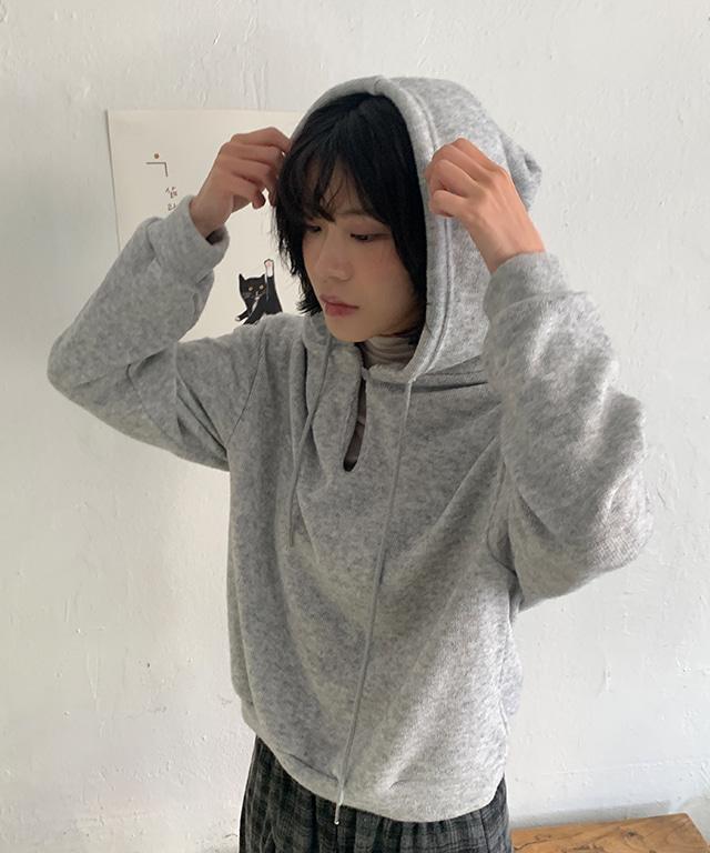 데일리쥬 터친 앙고라 울 후드 니트