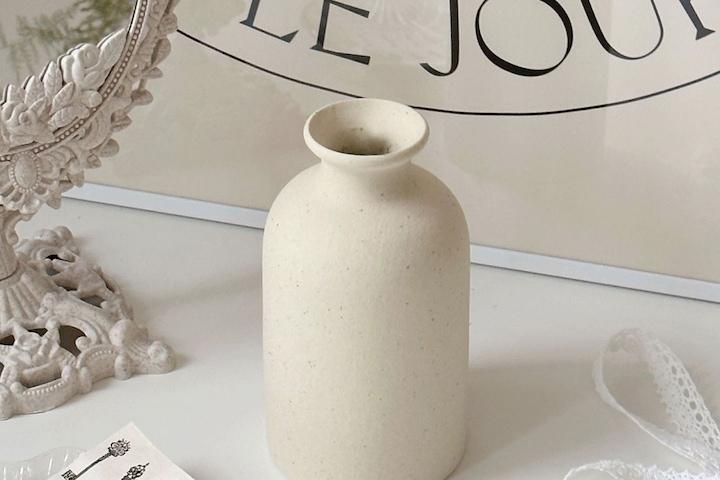 베이지 샌드 도자기 화병