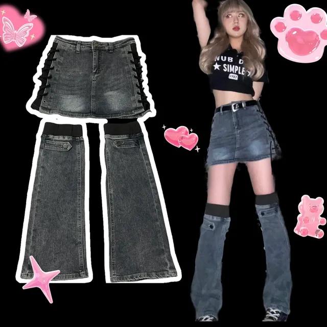 [힙템/MD소장! 강추!] 데님 코르셋 레그워머 세트