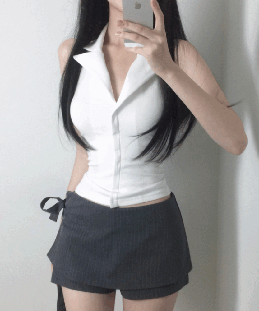 [홀터넥/허리잘록] 하루 케쉬 카라 홀터넥 탑 3color