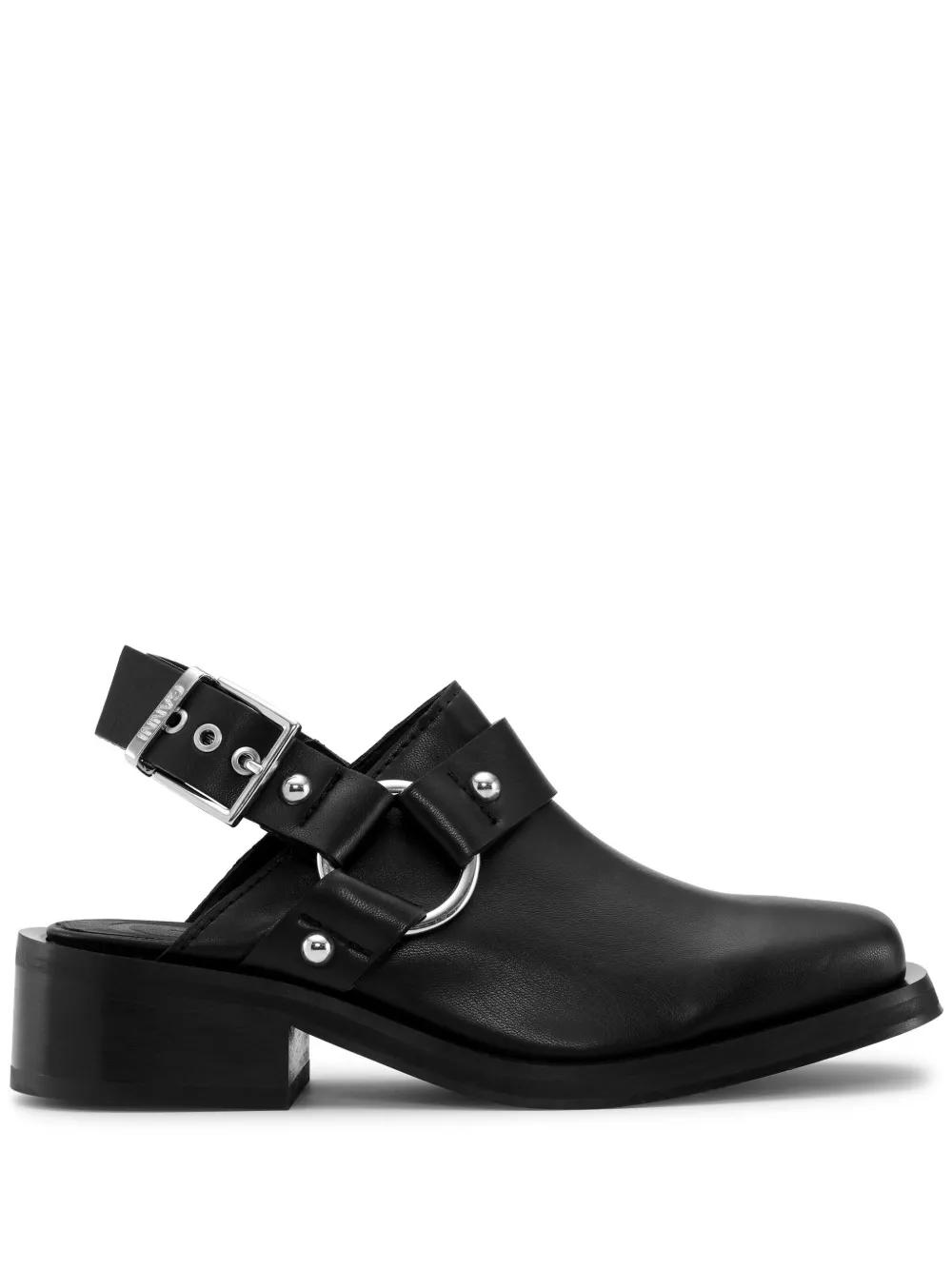 GANNI 바이커 슬링백 가죽 뮬 | 블랙 | FARFETCH KR