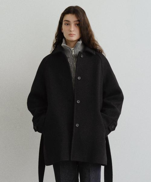 Belted wool half coat