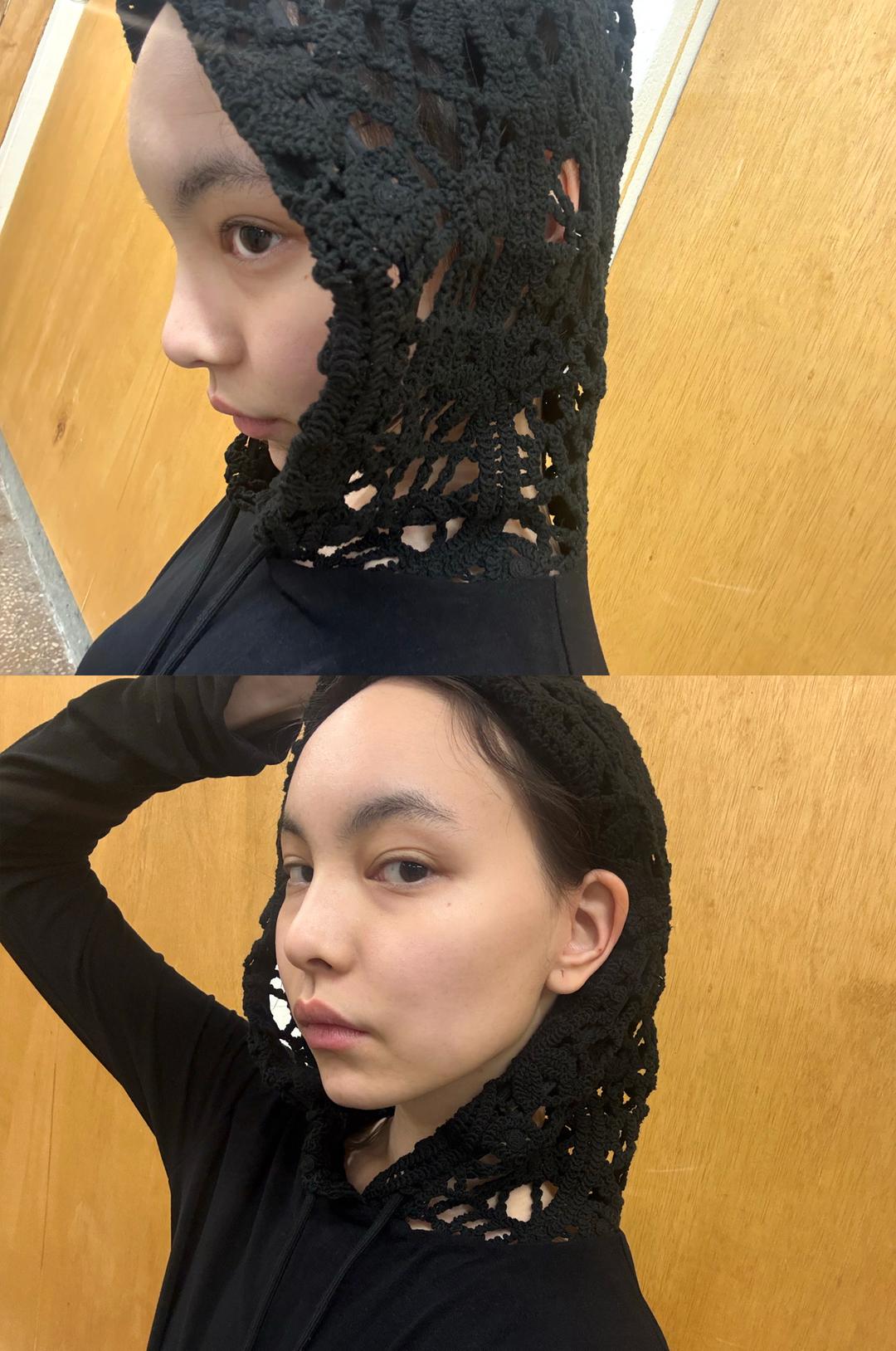 [1ST REORDER 5/7일 예약배송]G_CROCHET HOOD TOP / BLACK