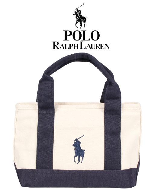 폴로 랄프로렌 미니 캔버스 토트 백 네츄럴/네이비
